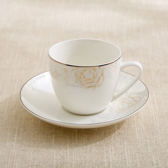 Altius Amaryllis Bone China Floral Print Cup and Saucer - 200ml