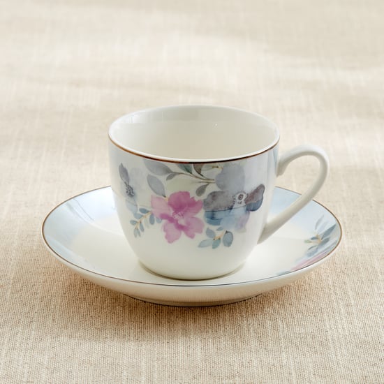 Altius Periwinkle Bone China Floral Print Cup and Saucer - 200ml