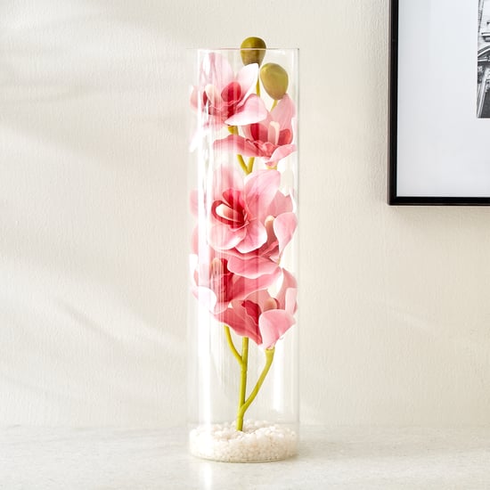 Gloria Prism Artificial Orchids in Glass Pot