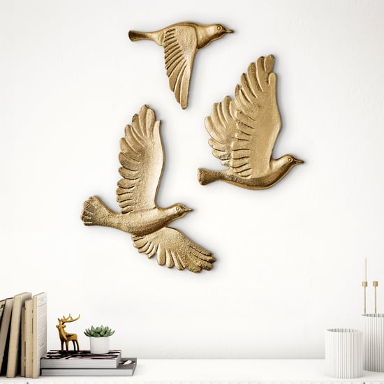 Panorama Flare Set of 3 Metal Flying Birds Decorative Wall Accent