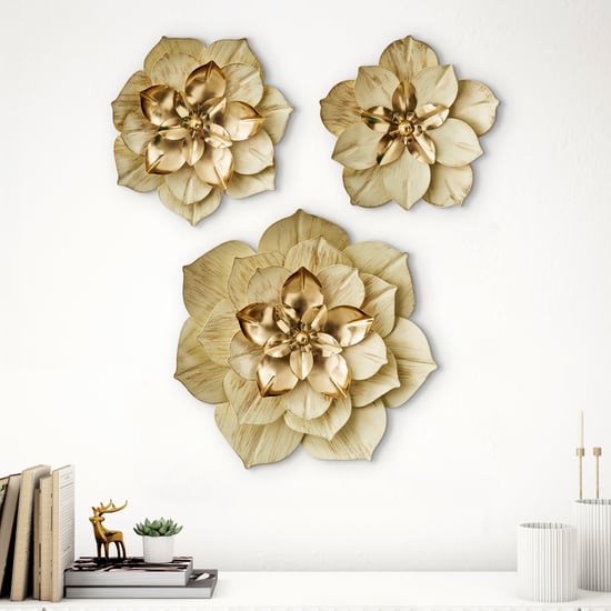Panorama Glitz Set of 3 Metal Decorative Floral Wall Arts