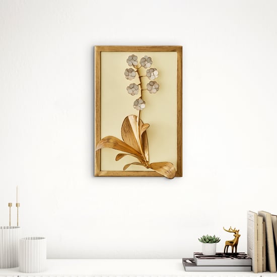 Panorama Glitz Metal Flower with Leaf Wall Accent
