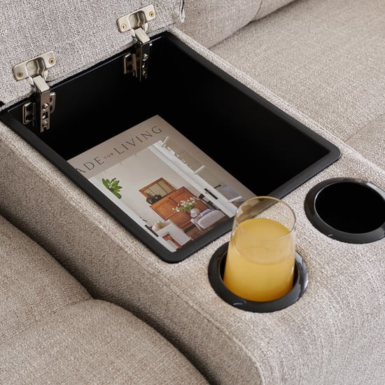 Lambert Fabric 2-Seater Recliner with Console - Beige