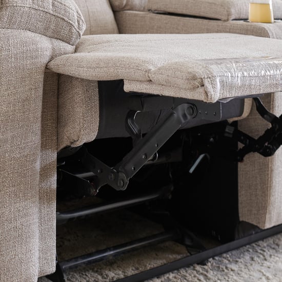 Lambert Fabric 2-Seater Recliner with Console - Beige