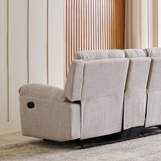 Lambert Fabric 2-Seater Recliner with Console - Beige