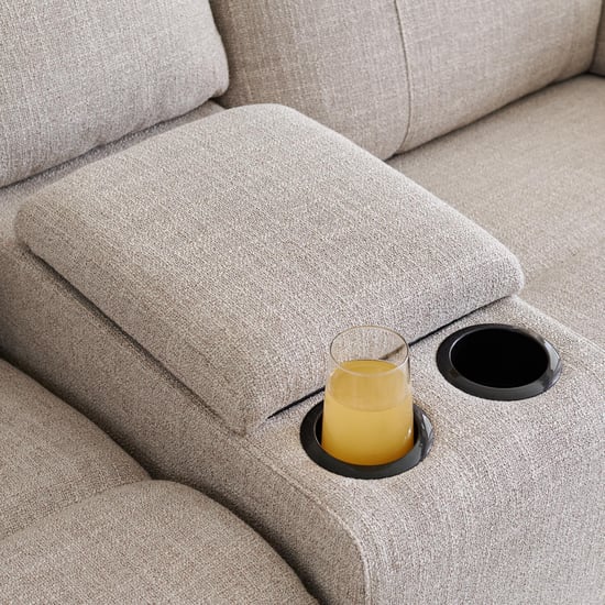 Lambert Fabric 2-Seater Recliner with Console - Beige