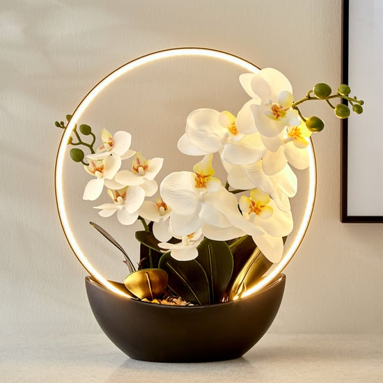 Gloria Spark Artificial Open Orchid Potted Plant with LED