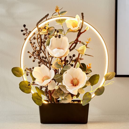 Gloria Spark Artificial Magnolia Potted Plant with LED