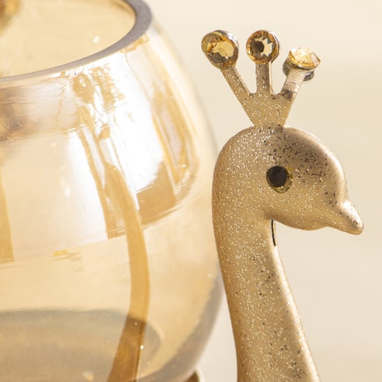 Tamaira Purl Set of 2 Metal Peacock T-Light Holders