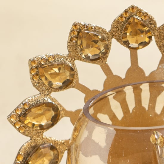 Tamaira Purl Set of 2 Metal Peacock T-Light Holders