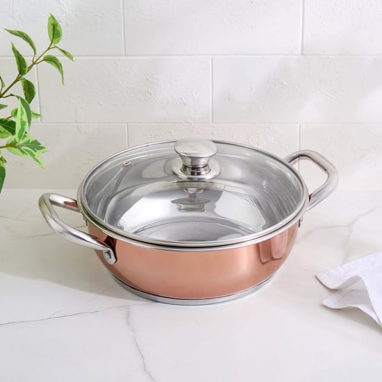 Lisbon Peony Stainless Steel Kadhai with Lid - 2.7L