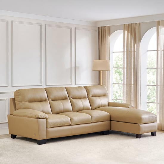 Winchester NXT Half Leather 3-Seater Corner Sofa with Right Chaise - Beige