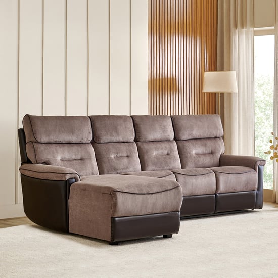 Cristian Fabric 3-Seater Recliner with Left Chaise - Brown