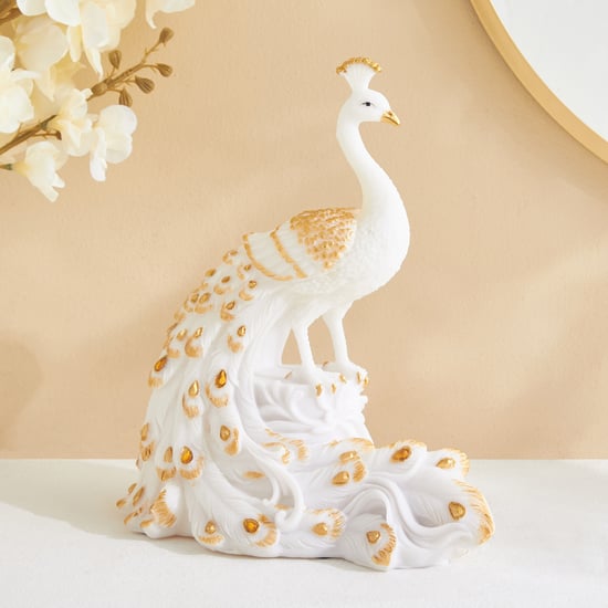 Tamaira Pavo Polyresin Peacock on Branch Figurine