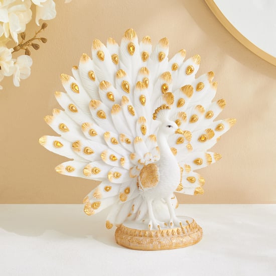 Tamaira Pavo Polyresin Peacock Spread Feathered Figurine