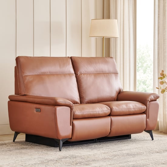 Aprilla NXT Half Leather 2-Seater Electric Recliner - Tan