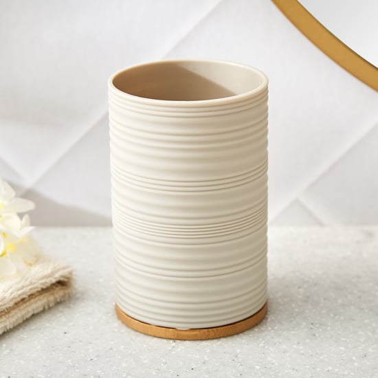 Intelio Boyle Taupe Holder with Wooden Base
