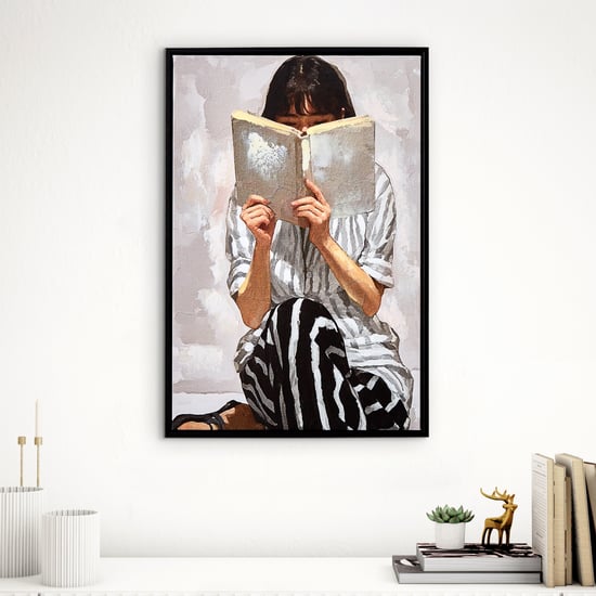 Artistry Dawn Canvas Hand Painted Reading Lady Picture Frame - 40x60cm