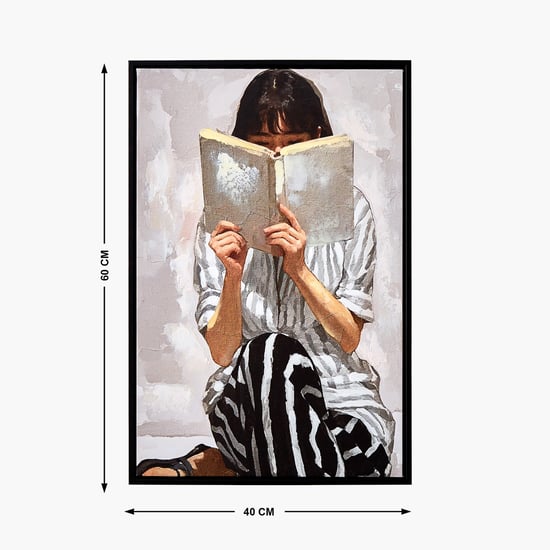 Artistry Dawn Canvas Hand Painted Reading Lady Picture Frame - 40x60cm