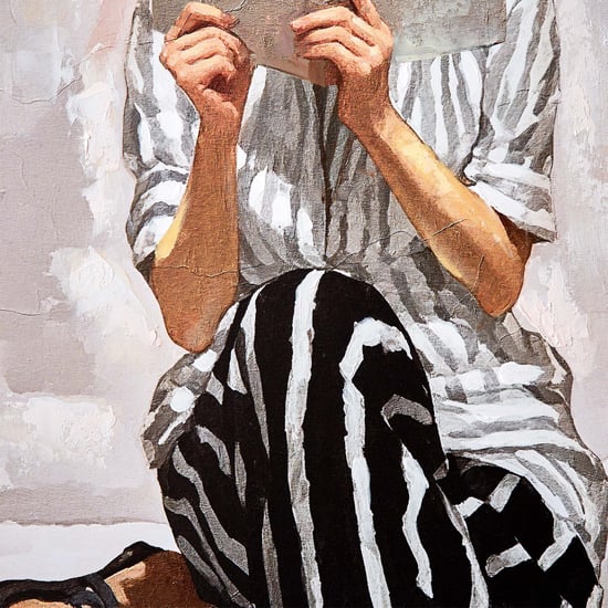 Artistry Dawn Canvas Hand Painted Reading Lady Picture Frame - 40x60cm