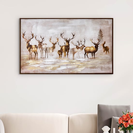 Artistry Sohome Canvas Hand Painted Reindeer Picture Frame - 100x60cm