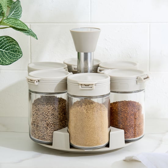 Pamolive Relish Set of 6 Glass Spice Jars with Stand - 200ml
