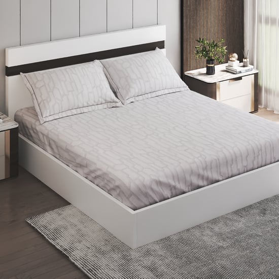 Oxford Geo Cotton 144TC Printed 3Pcs King Fitted Bedsheet Set