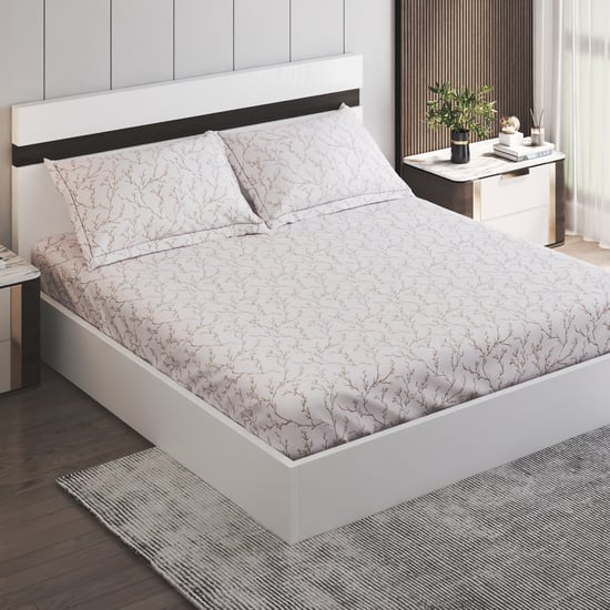 Oxford Blossom Cotton 144TC Printed 3Pcs Super King Bedsheet Set