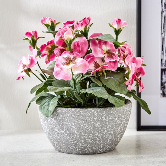 Gloria Bloom Artificial Pansy Flowers in Paper Mache Pot