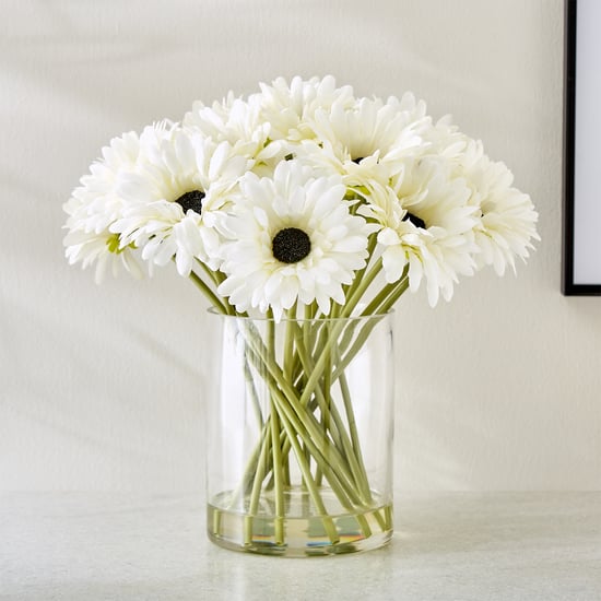 Gloria Prism Artificial Gerbera Flowers in Glass Vase