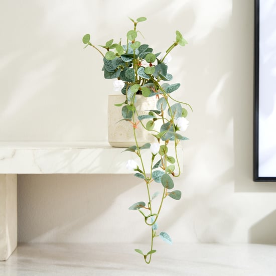 Gloria Drape Artificial Rose Bud Hanging Creeper in Ceramic Pot