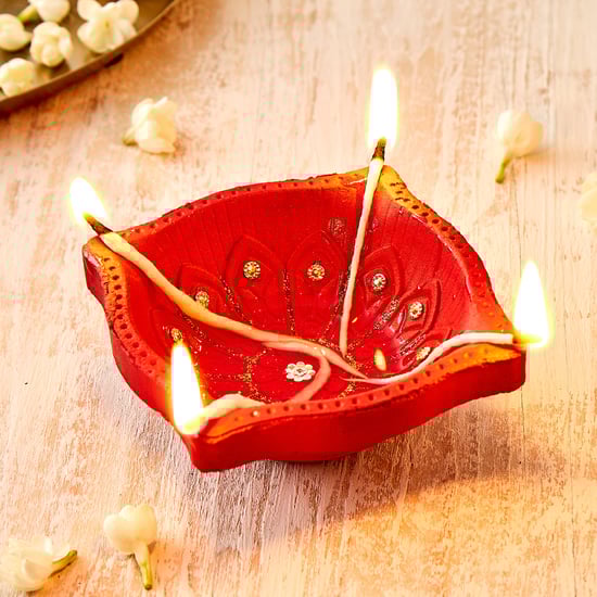 Utsav Clay Embellished Akhand Diya