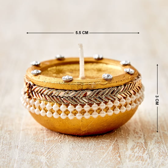 Utsav Set of 4 Clay Embellished Matki Diyas