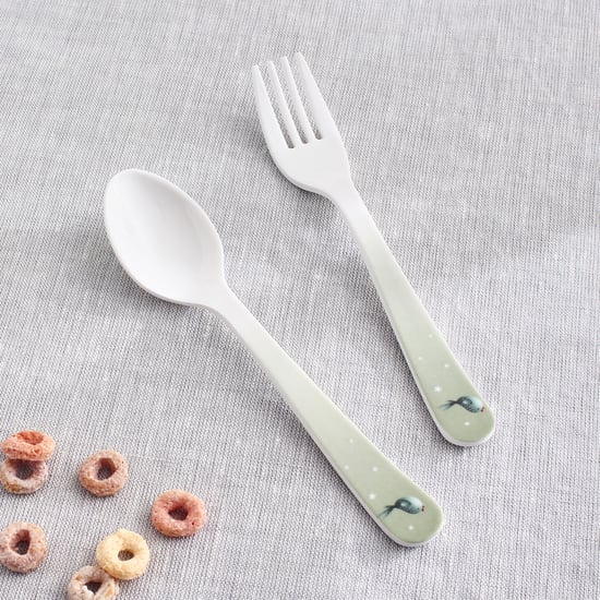 Slate Kids Safari 2Pcs Melamine Printed Spoon and Fork Set