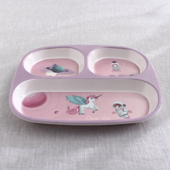 Slate Kids Space Melamine Partitioned Plate - 24.5x21.5cm