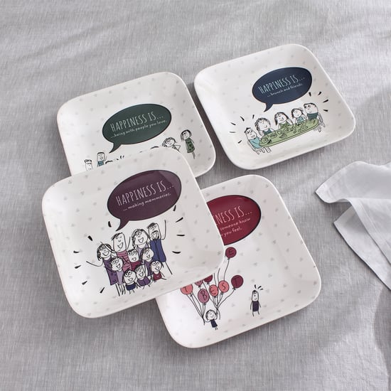 Melina Leonard Set of 4 Melamine Printed French Platter - 19cm