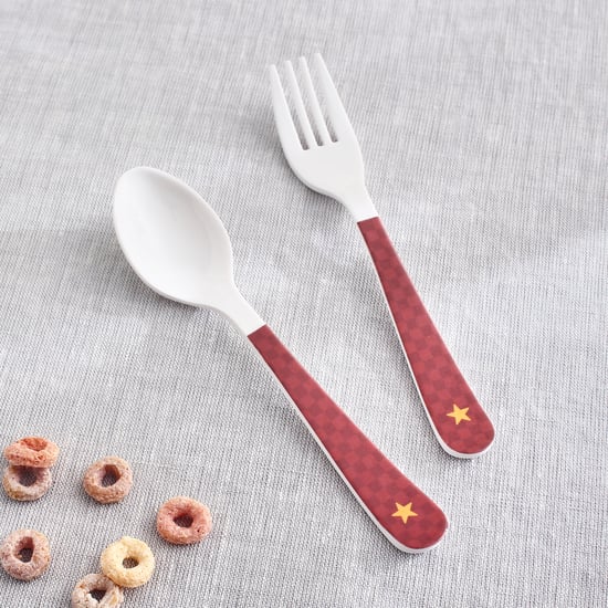 Slate Kids Car 2Pcs Melamine Printed Spoon and Fork Set