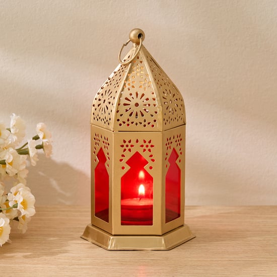Salsa Moroccan Glass and Metal Lantern