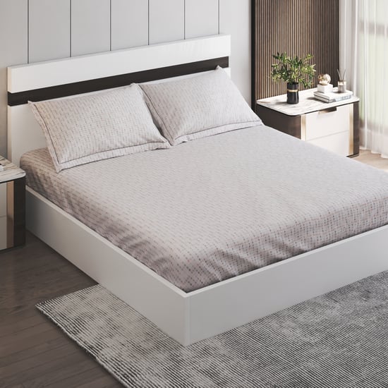 Oxford Pixel Cotton 200TC Geometric Print 3Pcs King Fitted Bedsheet Set