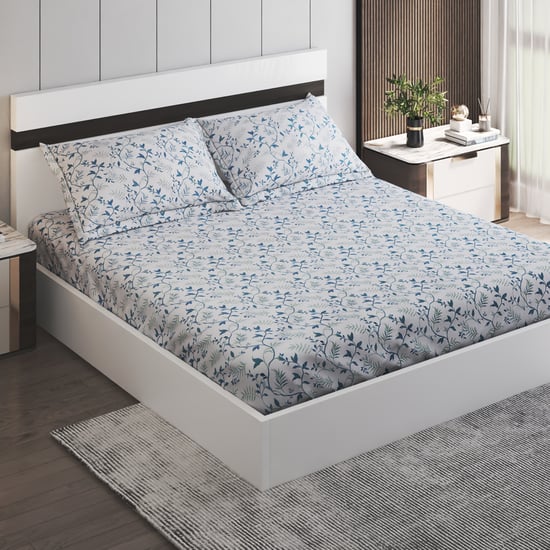 Oxford Sprig Cotton 200TC Printed 3Pcs Super King Bedsheet Set