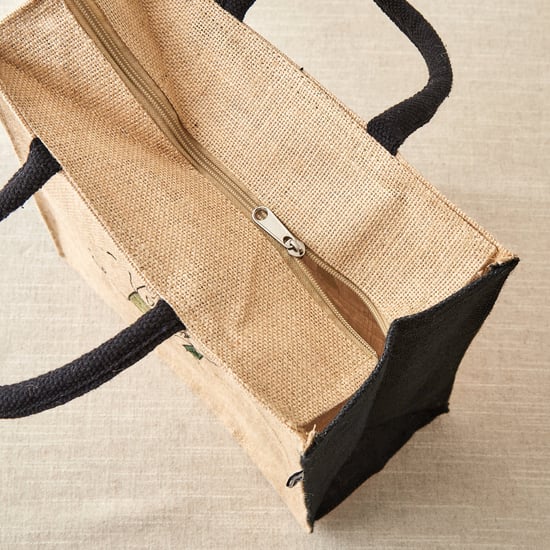 Livia Munch Jute Happiness Is Print Lunch Bag