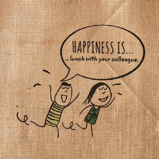 Livia Munch Jute Happiness Is Print Lunch Bag