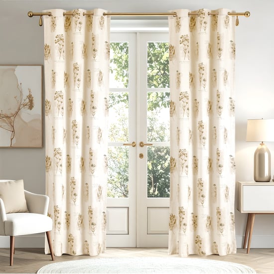 Saddle Elderwood Set of 2 Floral Print Light Filtering Door Curtains