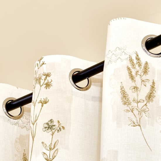 Saddle Elderwood Set of 2 Floral Print Light Filtering Door Curtains