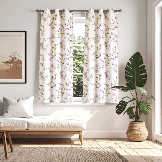 Saddle Stephanie Set of 2 Floral Print Light Filtering Window Curtains