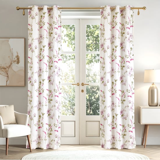 Saddle Stephanie Set of 2 Floral Print Light Filtering Door Curtains