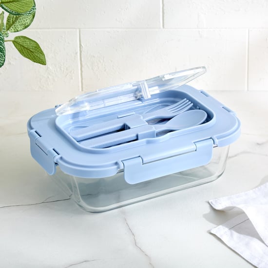 Korobka Meadow Glass Lunch Box with 2 Cutlery - 1050ml