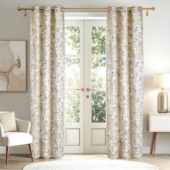 Mellow Opal Floral Print Light Filtering Door Curtain