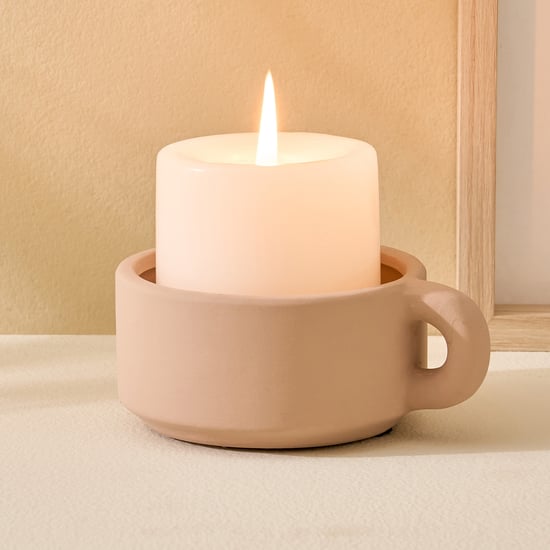 Fawn Pottery Ceramic Votive Candle Holder with Handle