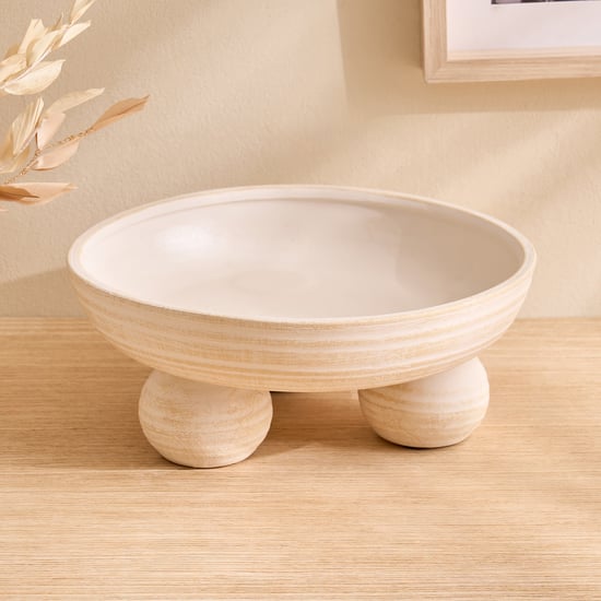 Oyster Tessera Ceramic Decorative Bowl with Foot
